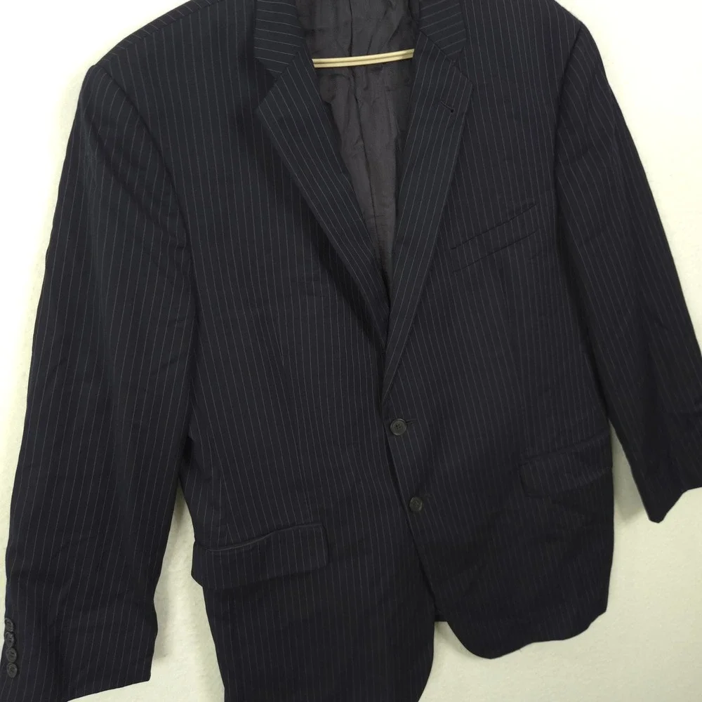 Loro Piana Pinstripe Blazer Men 46R Navy Blue Wool Super 120s Union Made USA